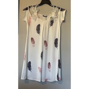 Noracora  Feather Floral Lace Slip Dress Size Small